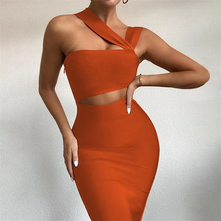 2021 New arrivals bandage one shoulder dresses women elegant bodycon cut out maxi dress, Picture
2021 New arrivals bandage one shoulder dresses women elegant bodycon cut out maxi dress, Picture