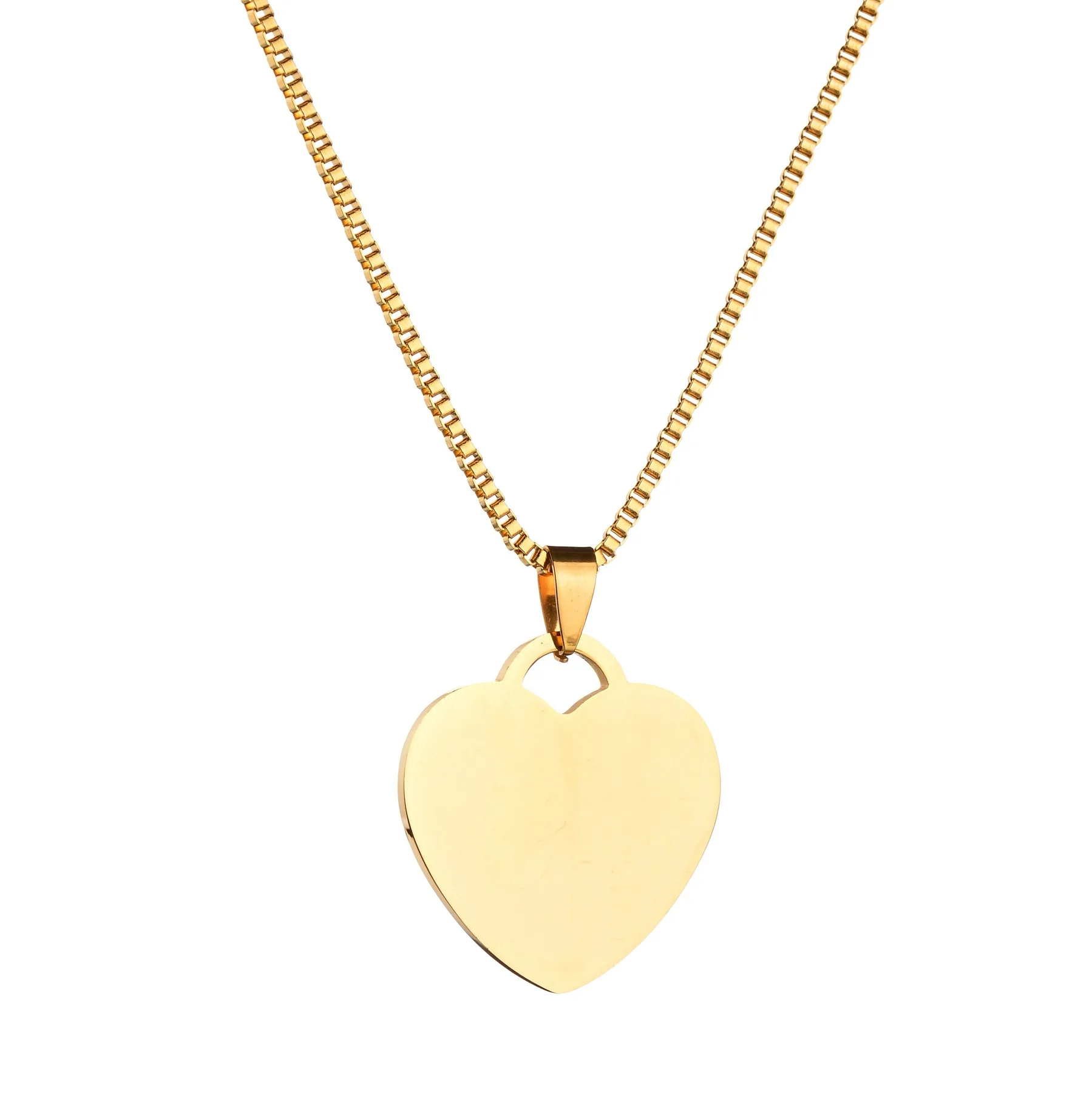 custom necklace gold plated stainless steel heart pendant necklace custom dog tags nameplate necklace