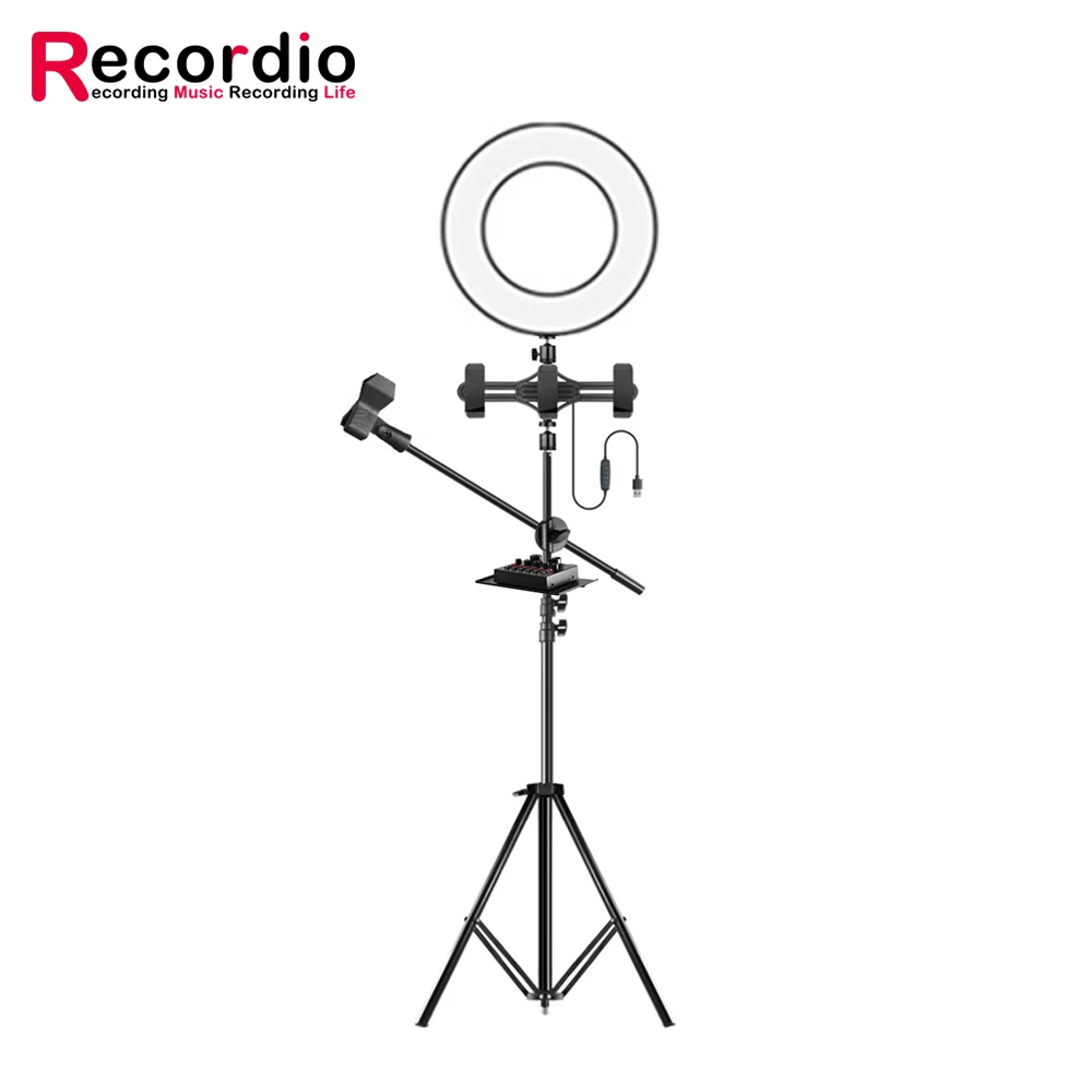 GAZ-113C Tripod adjustable floor microphone selfie ring light stand for live video broadcasting, Black
GAZ-113C Tripod adjustable floor microphone selfie ring light stand for live video broadcasting, Black