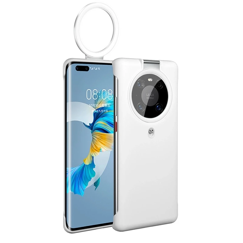 

Ring Flashing Smart Selfie Light Up Mobile Phone Case For Huawei Mate 30 Mate 40 Pro P30 P40 Tiktok Net Red Live, White blue