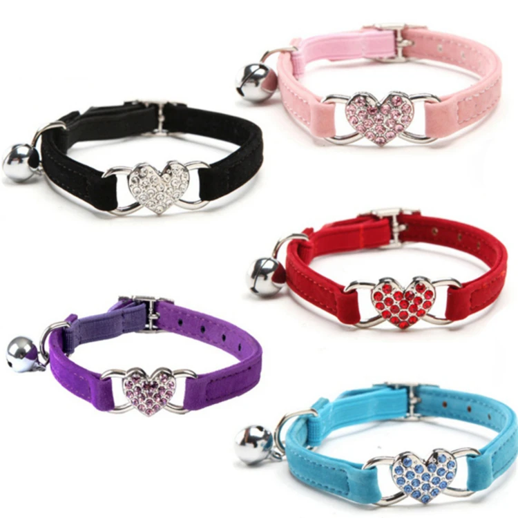 Amazon Wholesale Adjustable Soft Safety Belt Water Diamond Heart Bling Cat Collar with Bell for Small Medium Cats And Dogs
Amazon Wholesale Adjustable Soft Safety Belt Water Diamond Heart Bling Cat Collar with Bell for Small Medium Cats And Dogs