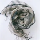 Wholesale 100% linen business casual plaid shawls for men and women