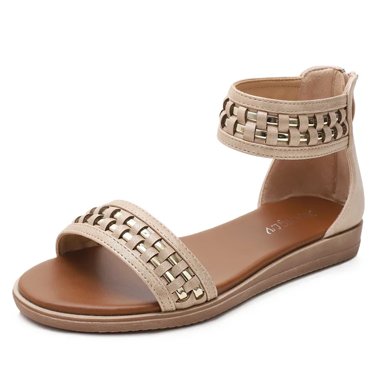 S960 Bohemian flat sandals 2021 new rear zipper open toe Roman shoes plus size sandals women
S960 Bohemian flat sandals 2021 new rear zipper open toe Roman shoes plus size sandals women