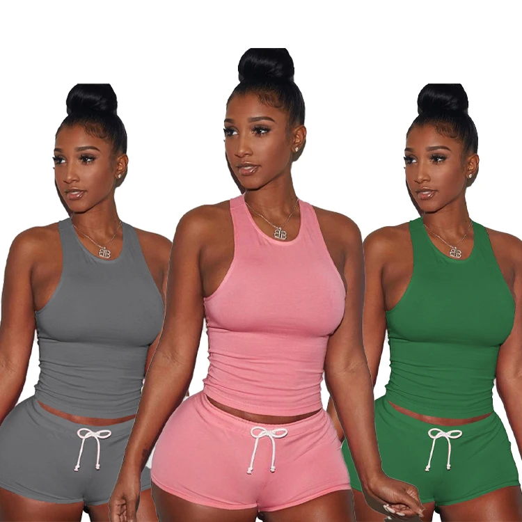 Breathable Sports 2 Piece Set Women Tank Tops And Biker Shorts Suit Summer Bodycon Two Piece Set Matching Sets Clothes, Pink/black/burgundy/dark gray/green 
Breathable Sports 2 Piece Set Women Tank Tops And Biker Shorts Suit Summer Bodycon Two Piece Set Matching Sets Clothes, Pink/black/burgundy/dark gray/green