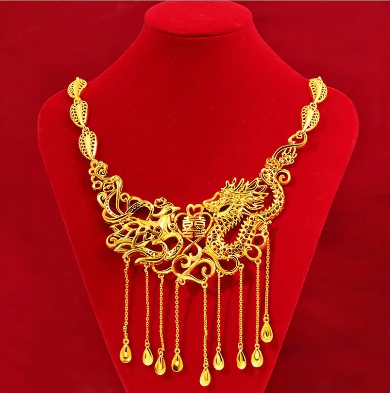 Engagement 24k gold chain jewelry dragon fenghuang female 24K solid GOLD plated wedding necklace 24k gold plated necklace
Engagement 24k gold chain jewelry dragon fenghuang female 24K solid GOLD plated wedding necklace 24k gold plated necklace