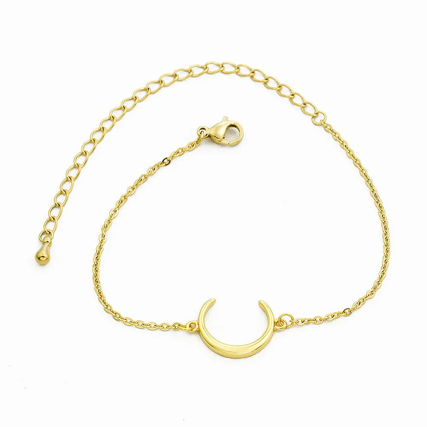 Wholesale Simple Design Stainless Steel Women Adjustable Thin Chain Moon Charm Bracelet
Wholesale Simple Design Stainless Steel Women Adjustable Thin Chain Moon Charm Bracelet