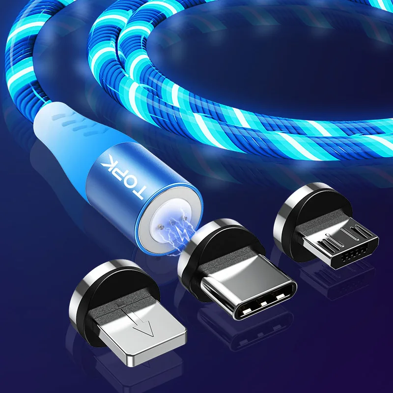 TOPK AM16 1M 3 IN 1 LED Luminous Fashion Fast Charging Mobile Phone Magnetic Data Micro USB Type C Cable, Blue / red / green
TOPK AM16 1M 3 IN 1 LED Luminous Fashion Fast Charging Mobile Phone Magnetic Data Micro USB Type C Cable, Blue / red / green