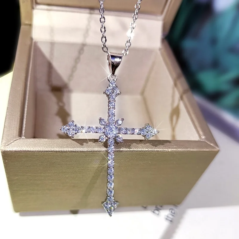 Luxury Female Big Cross Pendant Necklace Fashion Bride Wedding Necklace For Women Classic Silver Color Zircon Stone Necklace, Customized color
Luxury Female Big Cross Pendant Necklace Fashion Bride Wedding Necklace For Women Classic Silver Color Zircon Stone Necklace, Customized color