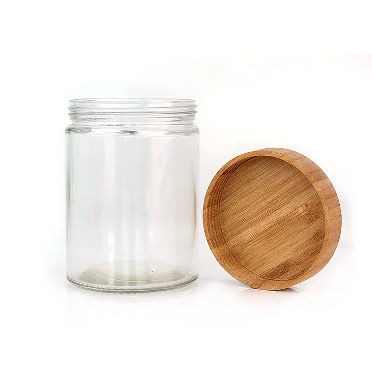 Wholesale Hot sale 22oz 660ml airtight Straight glass food storage jars with bamboo lid