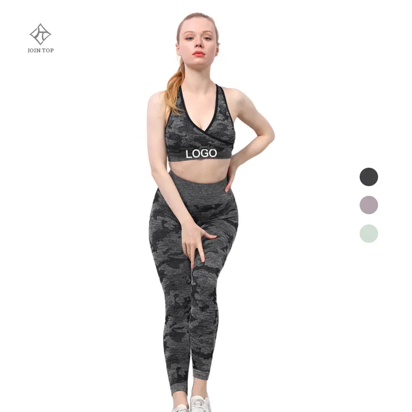 Jointop good quality wholesale 3pcs rib high waist yoga pants sports bra set for women, Customized colors
Jointop good quality wholesale 3pcs rib high waist yoga pants sports bra set for women, Customized colors