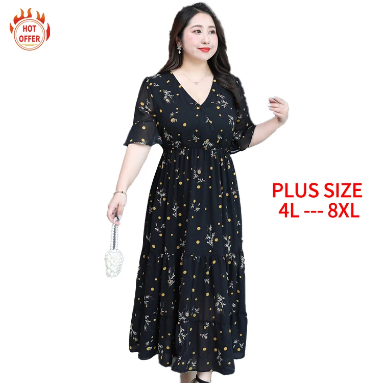 High Quality V-Neck Short Sleeve Stylish Sexy Elegant Chiffon Floral Maxi Woman's Summer Casual Plus Size Dress, Black
High Quality V-Neck Short Sleeve Stylish Sexy Elegant Chiffon Floral Maxi Woman's Summer Casual Plus Size Dress, Black
