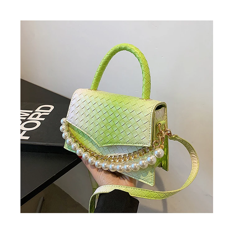 Weaving Portable Small Square Bags Ladies Fashion Gradient Color Flap Messenger Bags Stylish Pearl Chain Handbags Women Clutch
Weaving Portable Small Square Bags Ladies Fashion Gradient Color Flap Messenger Bags Stylish Pearl Chain Handbags Women Clutch