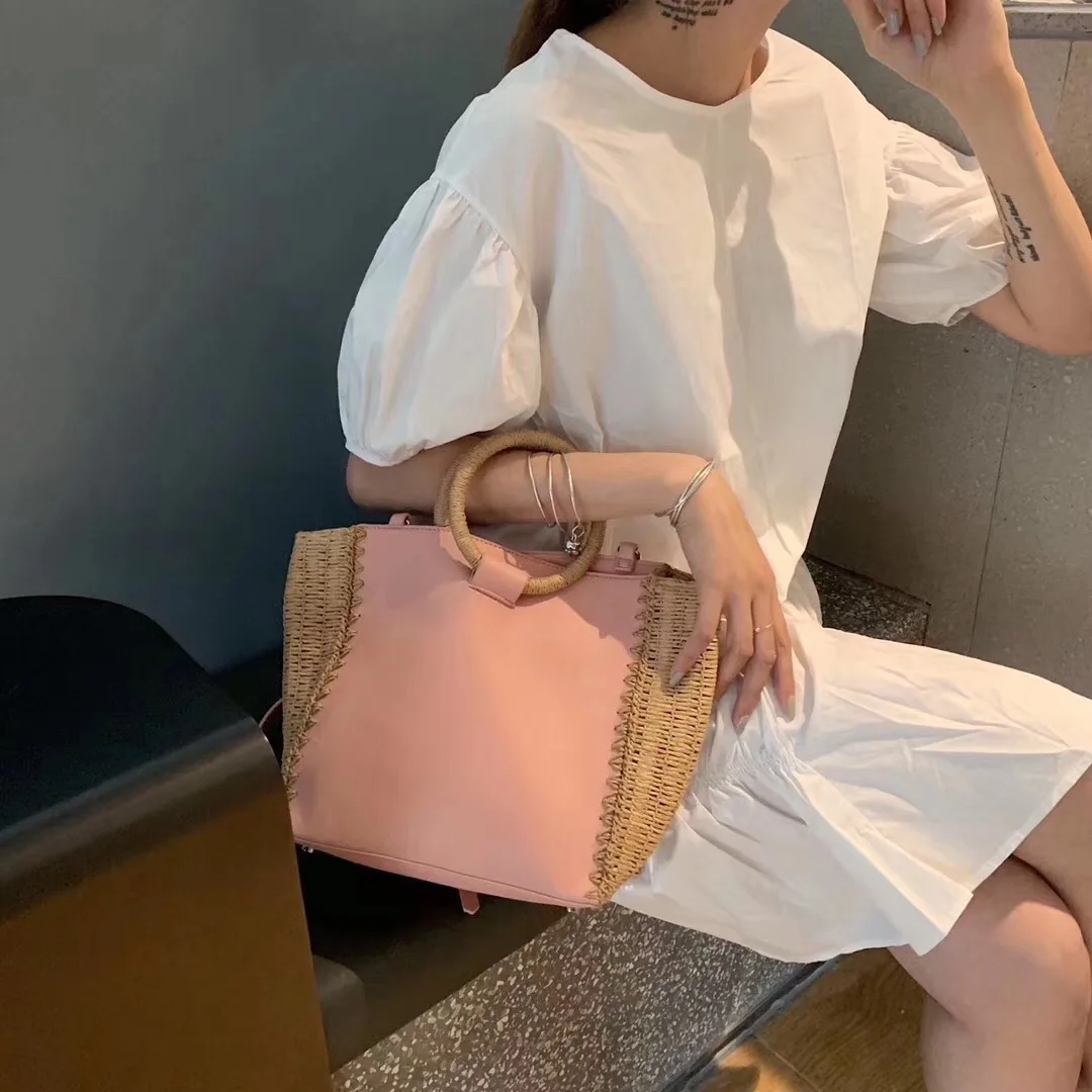 Hot sale women summer natural raffia straw bag straw travel shopping top handle and zipper pocket beach tote bag, Customizable
Hot sale women summer natural raffia straw bag straw travel shopping top handle and zipper pocket beach tote bag, Customizable
