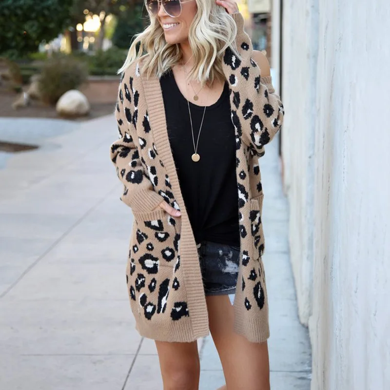 2020 fashion ladies fall long sweater womens leopard knitting cardigan winter sweater, Picture
2020 fashion ladies fall long sweater womens leopard knitting cardigan winter sweater, Picture