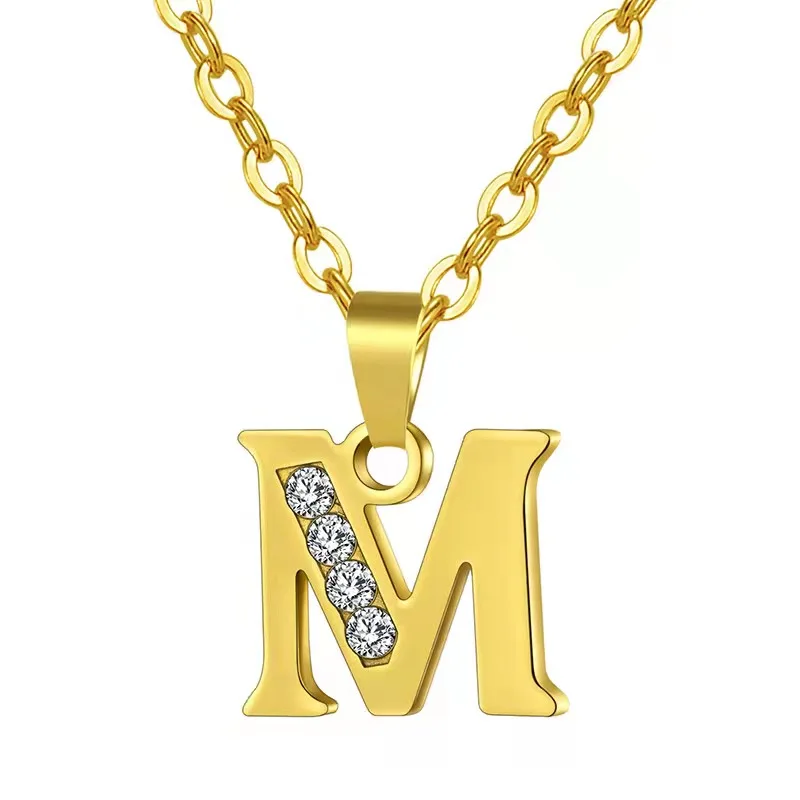 M Factory Custom Initial Letter Necklace Initial Chain Cubic Zirconia Crystal Stainless Steel Charm 26 Letters Pendant DIY 2022 
M Factory Custom Initial Letter Necklace Initial Chain Cubic Zirconia Crystal Stainless Steel Charm 26 Letters Pendant DIY 2022