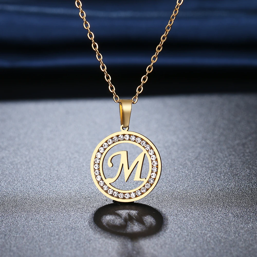 2021 Popular Stainless Steel 26 Letters A-Z Medallion Necklace Crystal Rhinestone Necklaces for Wedding Valentine's Day Gifts, Picture shows
2021 Popular Stainless Steel 26 Letters A-Z Medallion Necklace Crystal Rhinestone Necklaces for Wedding Valentine's Day Gifts, Picture shows