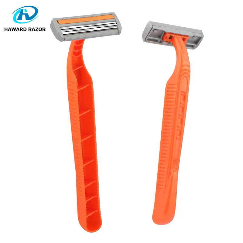 Disposable razor three blade super stainless steel razor with plastic handle 
Disposable razor three blade super stainless steel razor with plastic handle
