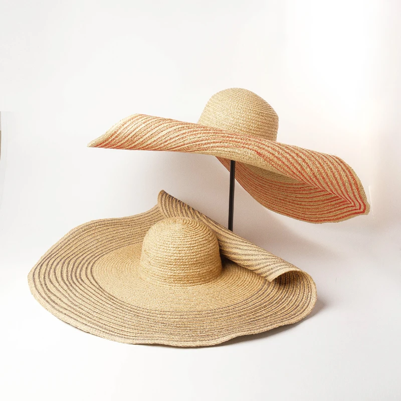 

2021 Fashion Ladies Extra Wide Brim Hats Raffia strawhat Fedora Sun Hat Oversize Floppy fedora hat women straw