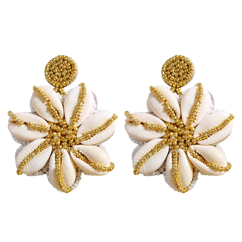 Summer Boho Natural Sea Shell Flower Stud Earrings Handmade Knitted Seed Bead Flower Earrings
Summer Boho Natural Sea Shell Flower Stud Earrings Handmade Knitted Seed Bead Flower Earrings