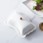 Butterfly shape butter container porcelain butter keeper plate LOGO customized acceptable