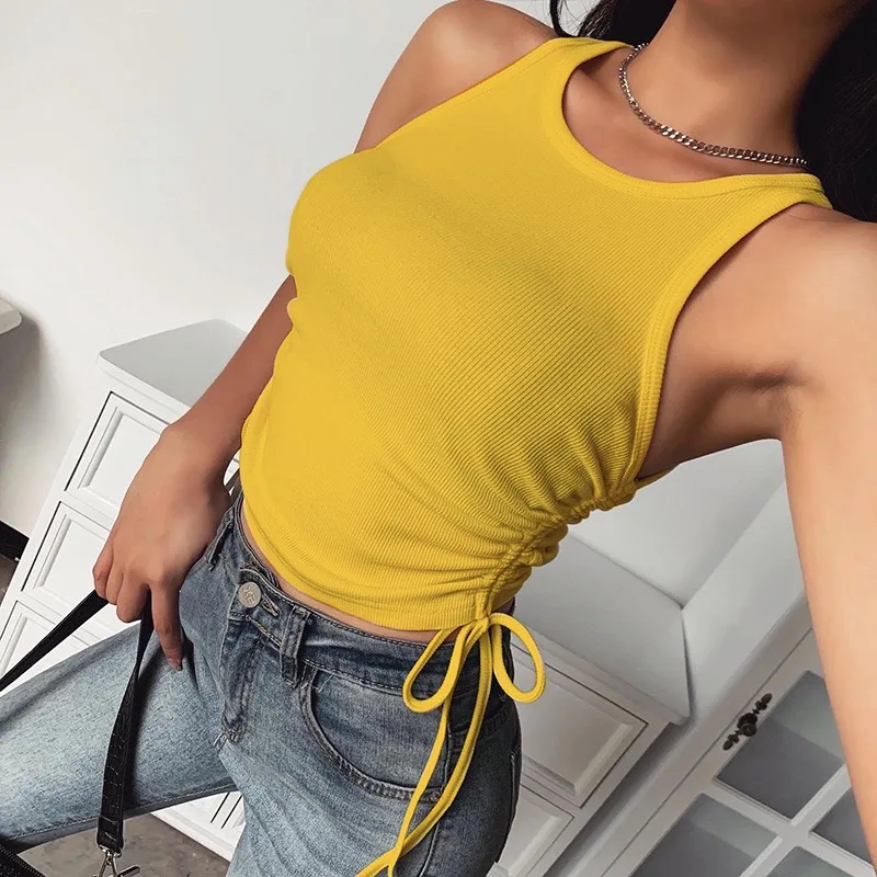 Wholesale Multi-color Sleeveless Camisole Drawstring Casual Ladies rib Vest Summer Wear Crop Tank Tops Sexy T-shirt Blouse, 4 colors
Wholesale Multi-color Sleeveless Camisole Drawstring Casual Ladies rib Vest Summer Wear Crop Tank Tops Sexy T-shirt Blouse, 4 colors