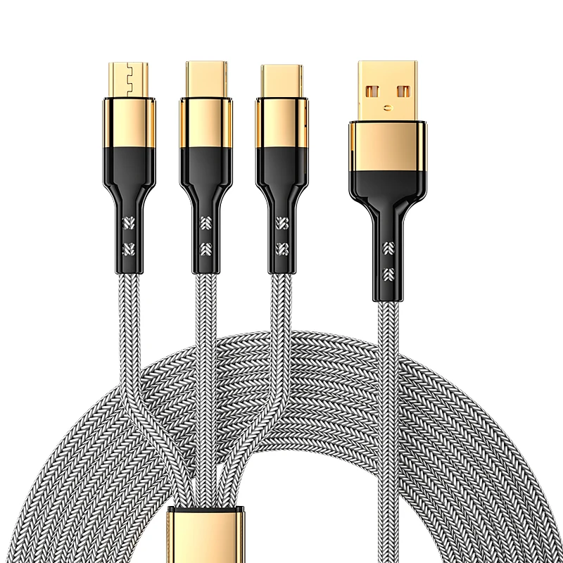 New Design universal 3 in 1 Multi Function 5A Usb Fast Charging Charger Data Cable For iPhone Type c Micro mobile phone, Gold-plated
New Design universal 3 in 1 Multi Function 5A Usb Fast Charging Charger Data Cable For iPhone Type c Micro mobile phone, Gold-plated