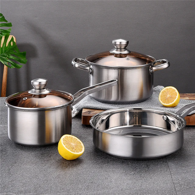 B682 Home Kitchen Tool Large Stainless Steel Cookware Sets With Lid Non Stick Cooking Pot Cooking Fry Pan
B682 Home Kitchen Tool Large Stainless Steel Cookware Sets With Lid Non Stick Cooking Pot Cooking Fry Pan