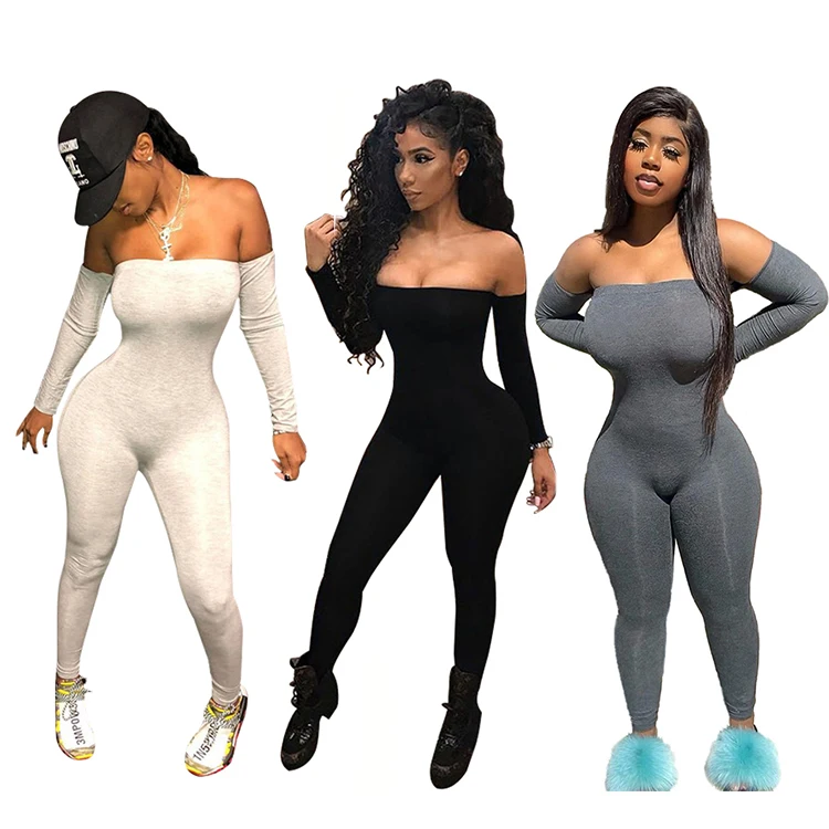 Sexy Solid Color Off Shoulder Long Sleeve Summer Women Fitness Bodycon One Piece Jumpsuit, Black / light gray / gray
Sexy Solid Color Off Shoulder Long Sleeve Summer Women Fitness Bodycon One Piece Jumpsuit, Black / light gray / gray
