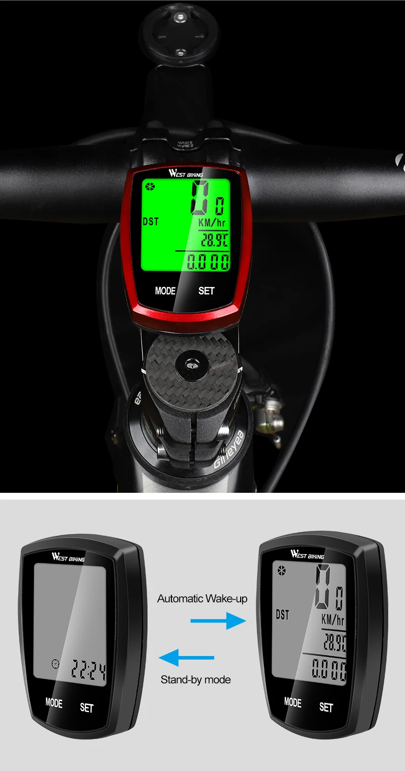 WESTBIKING Bike Computer Screen-touchable Speedometer Digital Odometer Cycling Computer Wired/Wireless Exercise Bicycle Computer