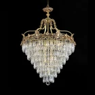 Popular Brass frame crystal Chandelier with crystal drop pendant lamps for low ceiling