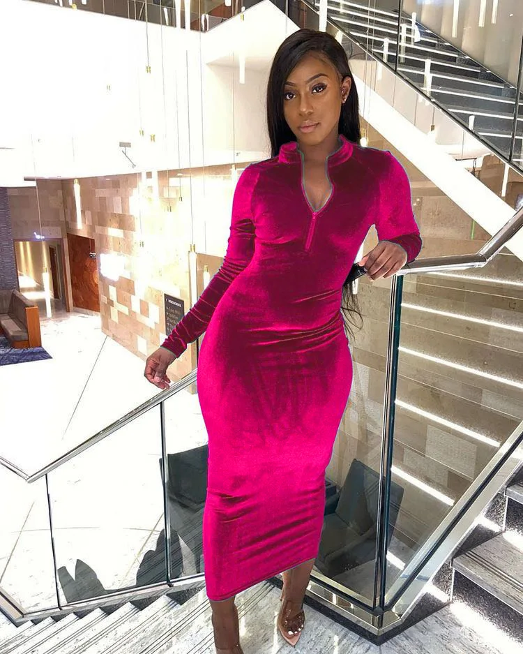 ZM BGCY692 Fall Clothing For Women Long Sleeve Women Casual Dress Solid Color Party Dress Plus Sizes Bodycon Midi Velvet Dresses
ZM BGCY692 Fall Clothing For Women Long Sleeve Women Casual Dress Solid Color Party Dress Plus Sizes Bodycon Midi Velvet Dresses