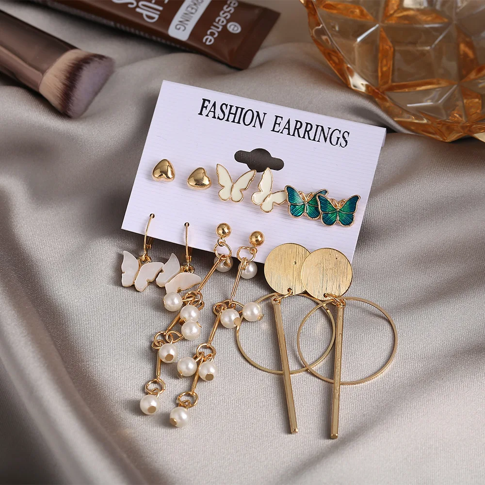 New Creative Pearl Tassel Drop Earrings Sweet Butterfly Heart Ear Stud Earrings Set For Women (KER603), Same as the picture
New Creative Pearl Tassel Drop Earrings Sweet Butterfly Heart Ear Stud Earrings Set For Women (KER603), Same as the picture