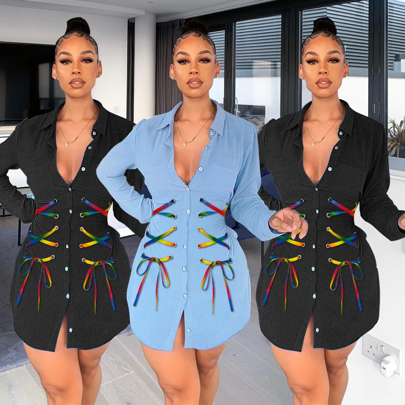 F22139A 2021 Autumn Fashion Women's Jeans Coat Long Coats Jackets for Women, Black, light blue
F22139A 2021 Autumn Fashion Women's Jeans Coat Long Coats Jackets for Women, Black, light blue