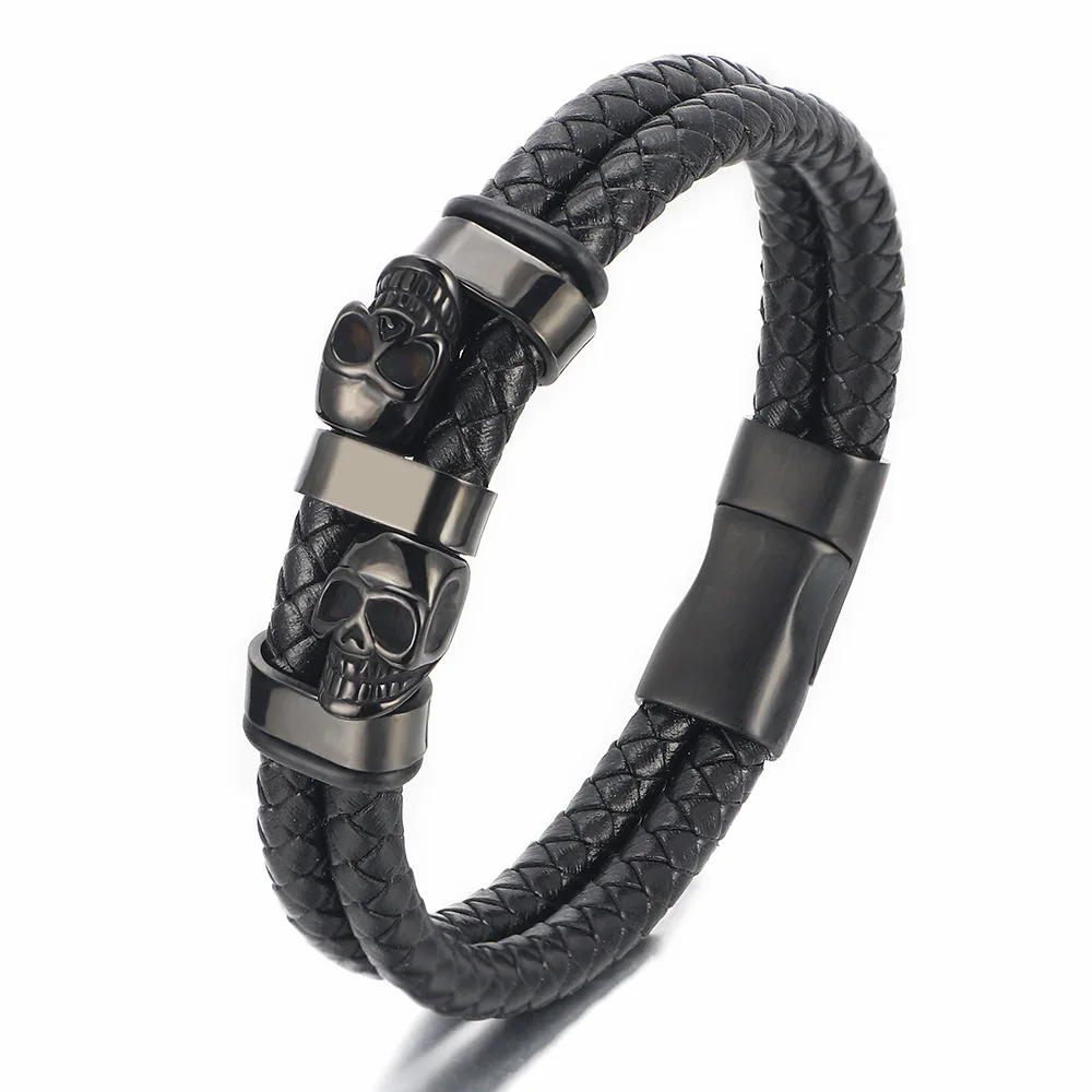 Customized charm Skull bracelet men stainless steel Magnetic Leather Gold jewelry charms Bracelet for man
Customized charm Skull bracelet men stainless steel Magnetic Leather Gold jewelry charms Bracelet for man