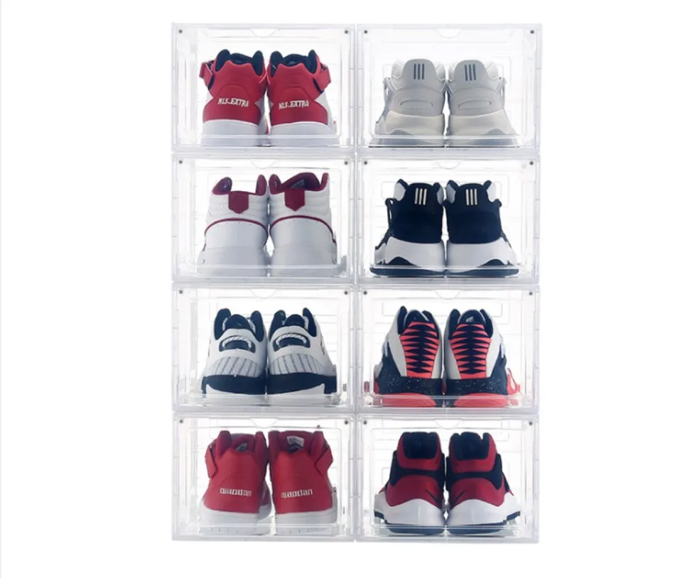 Wholesale Black Drop Front Magnetic Door Custom Logo Clear PP Plastic Stackable Transparent Plastic Shoe Storage Sneaker Box
Wholesale Black Drop Front Magnetic Door Custom Logo Clear PP Plastic Stackable Transparent Plastic Shoe Storage Sneaker Box