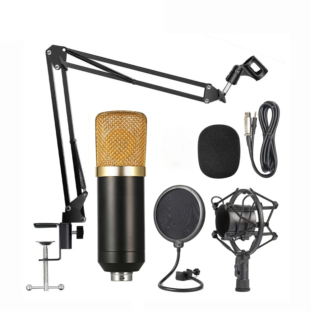 BM-800 Mic Kit Condenser Microphone with Adjustable Mic Arm/Shock Mount and P op Filter
BM-800 Mic Kit Condenser Microphone with Adjustable Mic Arm/Shock Mount and P op Filter