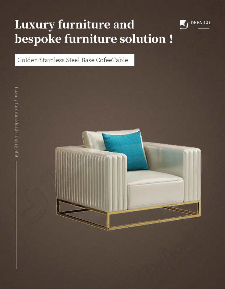 Bespoke Style Luxury Top Grain Genuine White Leather Metal Base L Shape Sectional Sofa Set with Chase