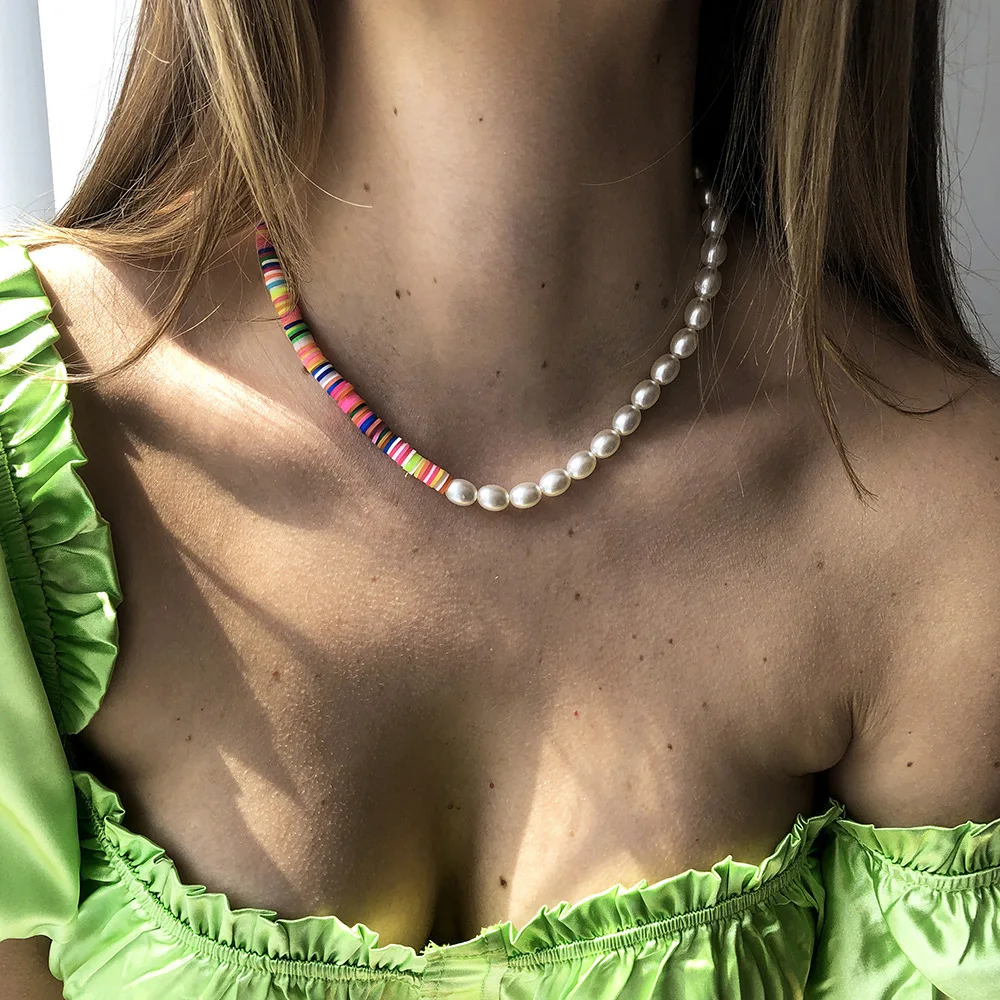 Bohemian beach natural fresh water pearl chain multi color beads choker necklace clasp for women summer party, Picture shows
Bohemian beach natural fresh water pearl chain multi color beads choker necklace clasp for women summer party, Picture shows