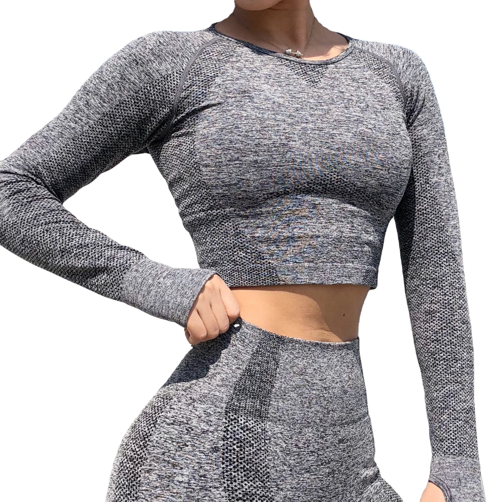 Seamless Yoga clothing top navel quick-drying running fitness Wholesale sportswear tops long sleeve yoga fitness T-shirt
Seamless Yoga clothing top navel quick-drying running fitness Wholesale sportswear tops long sleeve yoga fitness T-shirt