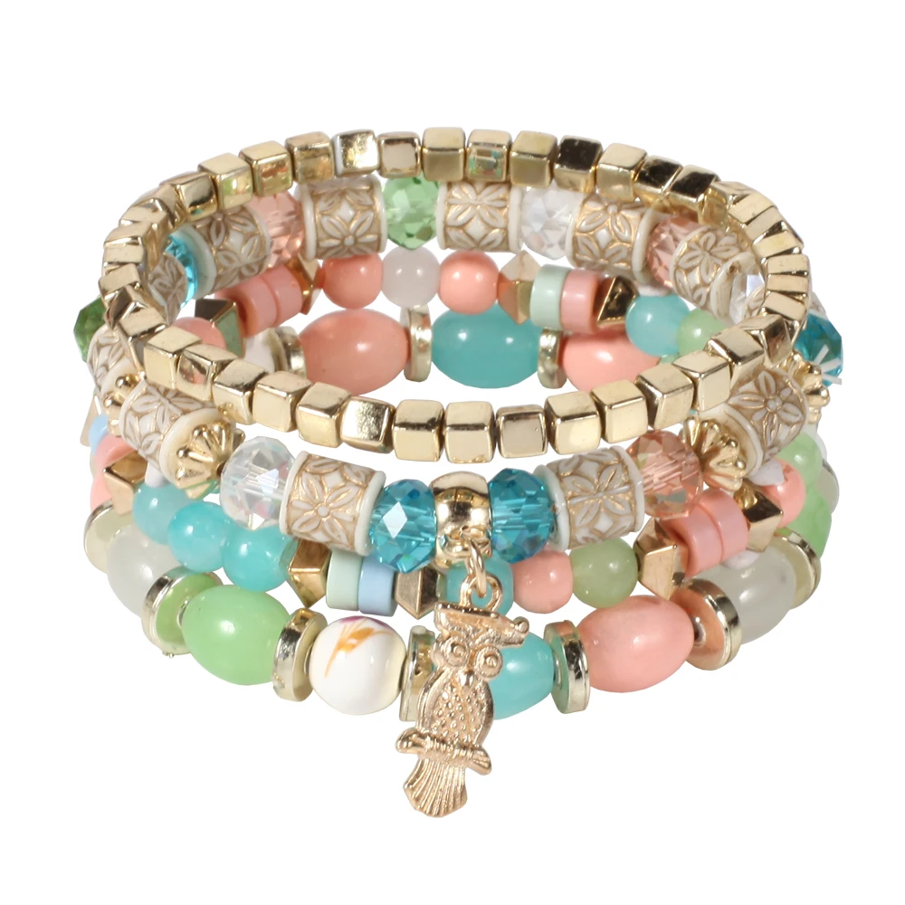 4pcs/set Amazon Boho Beads Stretch Bracelet Set for Women Girls Gifts Black White Retro Owl Gold Alloy Charm Bracelet, 6 colors
4pcs/set Amazon Boho Beads Stretch Bracelet Set for Women Girls Gifts Black White Retro Owl Gold Alloy Charm Bracelet, 6 colors