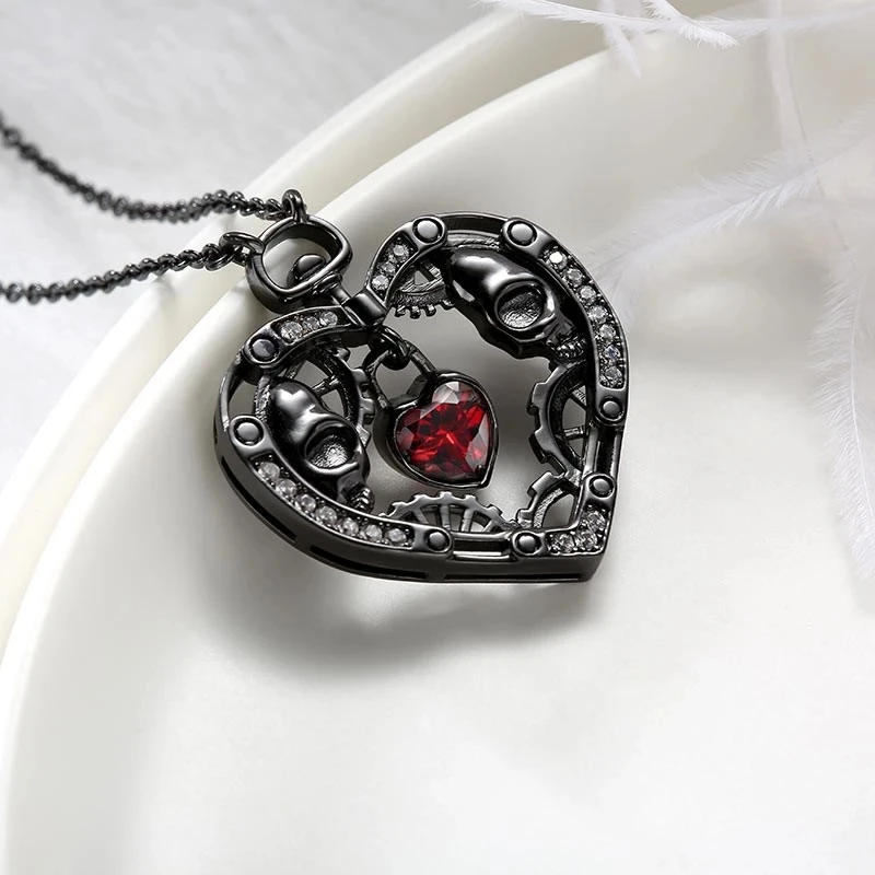 Fashion Goth Skull Punk Black Heart Pendant Necklace Crystal Stone Necklace Crystal Heart Necklace for Women
Fashion Goth Skull Punk Black Heart Pendant Necklace Crystal Stone Necklace Crystal Heart Necklace for Women
