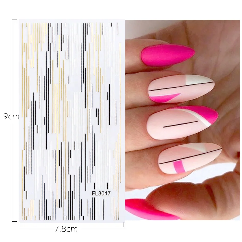 5D Holo Nail Art Stickers Curve Adhesive Sliders DIY Glitter Golden Black Geometric Foils Stripe Lines Nail Decals Sticker, Picture shows
5D Holo Nail Art Stickers Curve Adhesive Sliders DIY Glitter Golden Black Geometric Foils Stripe Lines Nail Decals Sticker, Picture shows