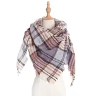 Fashion New European And American Yarn Bristles Colored Plaid Square Scarves Women's Neck Cape