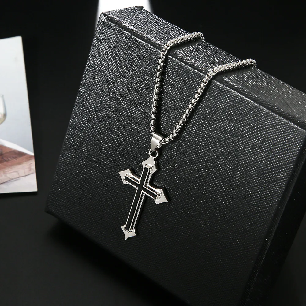 New Design Hip Hops Stainless Steel Double Layer Cross Pendant Necklace Silver Plated Cross Pendant Necklace For Couples
New Design Hip Hops Stainless Steel Double Layer Cross Pendant Necklace Silver Plated Cross Pendant Necklace For Couples