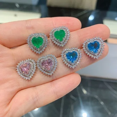 Classic Love Heart Shape Zircon Earrings Bling Bling Gold Plating Colorful Diamond Earrings For Girlfriend Gift
Classic Love Heart Shape Zircon Earrings Bling Bling Gold Plating Colorful Diamond Earrings For Girlfriend Gift
