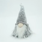 Customized Xmas holiday ornament silver gray plush nordic christmas gnome craft decoration