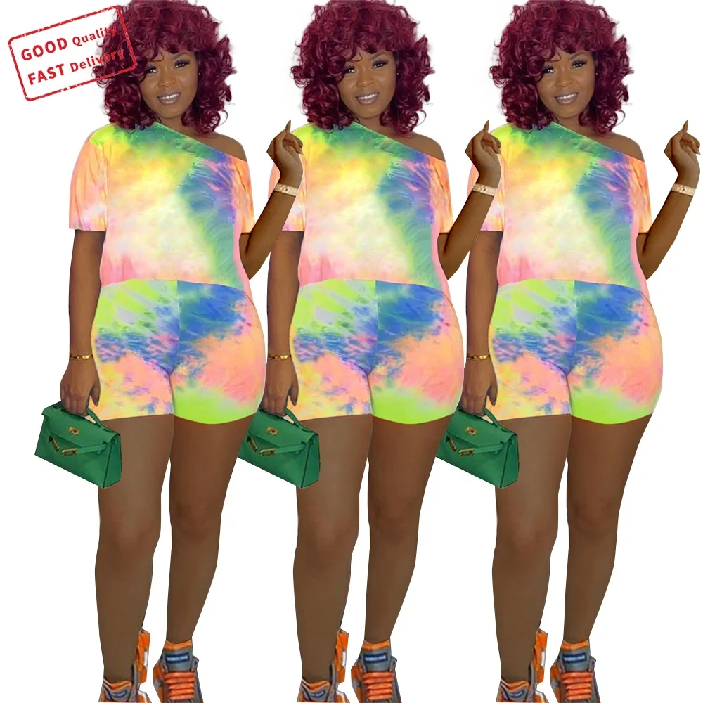 GQ2805 hot sale womens two piece casual sets tie dye shorts plus size women clothing two piece set fashionable two piece set, Picture 
GQ2805 hot sale womens two piece casual sets tie dye shorts plus size women clothing two piece set fashionable two piece set, Picture
