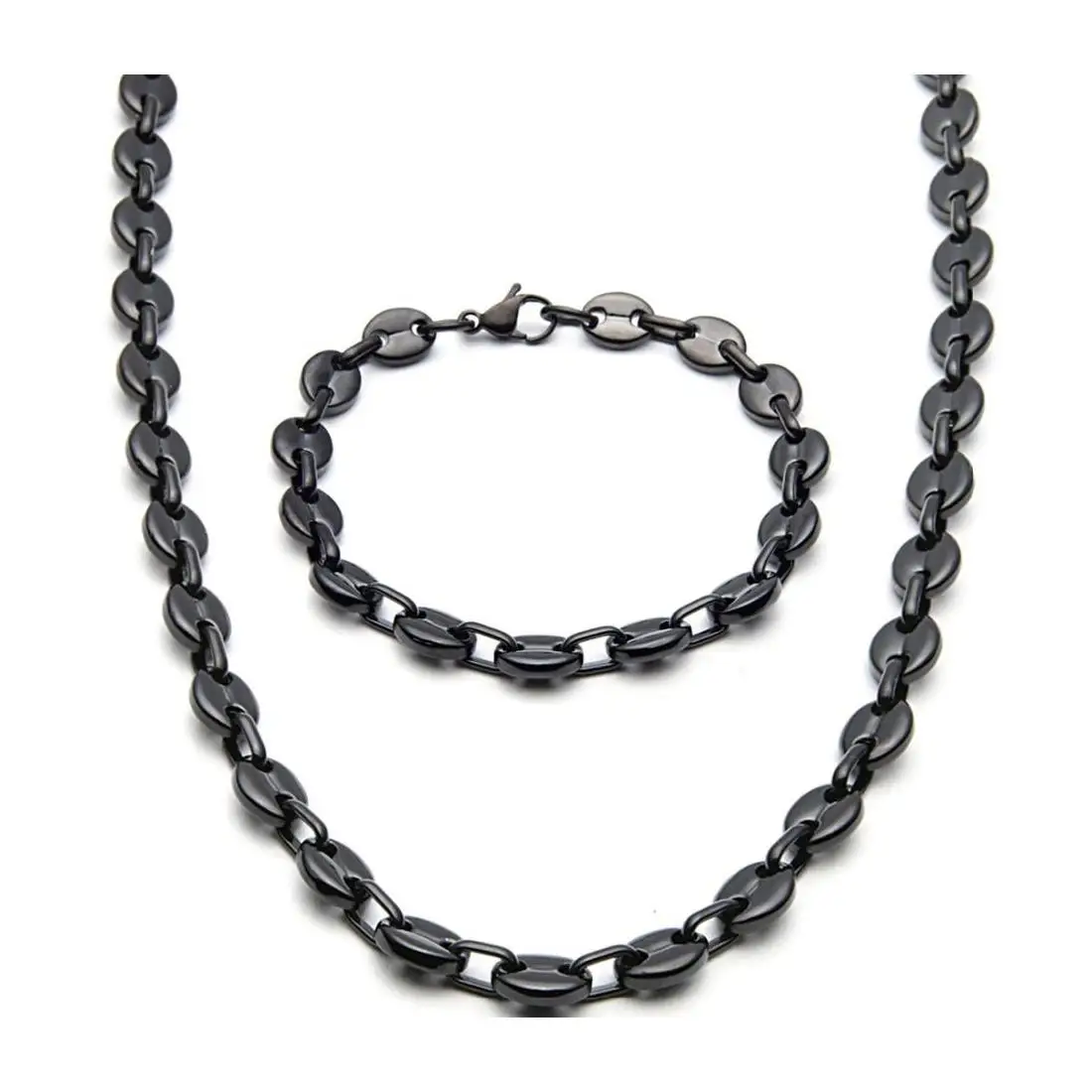 Fashion Jewlery 9Mm Wide Brand Menwomen'S Silverblackgolg Tone Stainless Steel Coffee Bean Link Chain Necklace Bracelet Nb07
Fashion Jewlery 9Mm Wide Brand Menwomen'S Silverblackgolg Tone Stainless Steel Coffee Bean Link Chain Necklace Bracelet Nb07