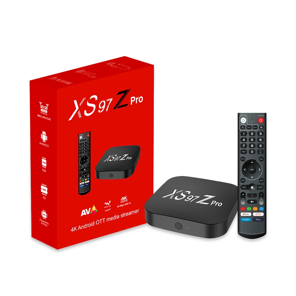 Factory Customization New Arrival XS97 Z PRO 4K Android tv box 4+32GB smart Android tv box set top iptv box Amlogic S905Y4
Factory Customization New Arrival XS97 Z PRO 4K Android tv box 4+32GB smart Android tv box set top iptv box Amlogic S905Y4