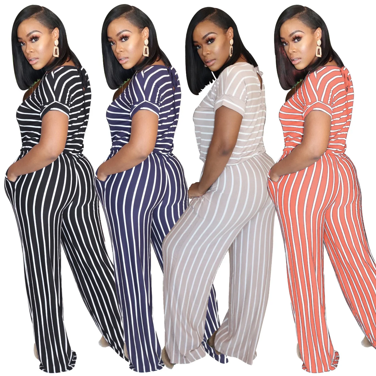 9S4U Dropshipping Solid Color Casual Pants Striped One Piece Jumpsuits Women 2020 Salopette Femme, Customized color
9S4U Dropshipping Solid Color Casual Pants Striped One Piece Jumpsuits Women 2020 Salopette Femme, Customized color